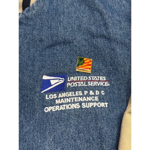 Vintage USPS Postal Service Denim Bomber Jacket Los Angeles Mens XXL Made in USA - Picture 2 of 7
